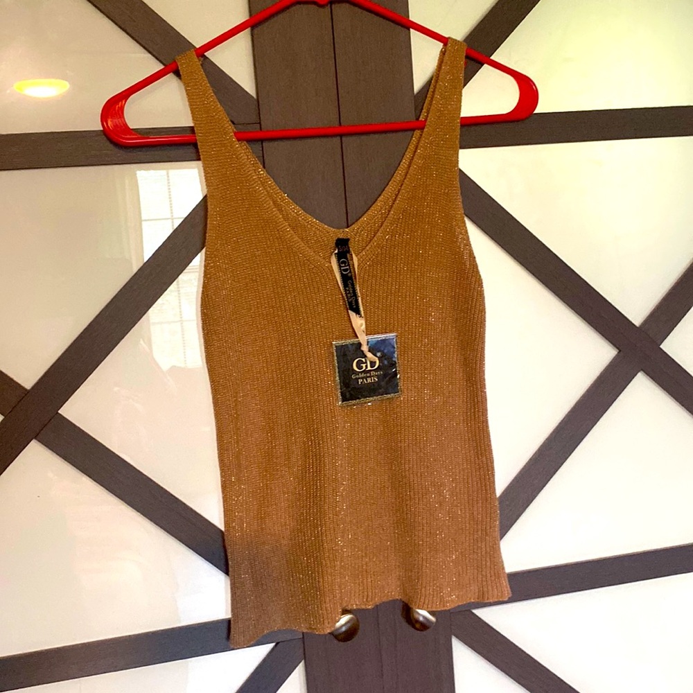 Golden Days Paris metallic knit tank NWT
